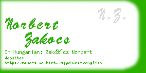 norbert zakocs business card